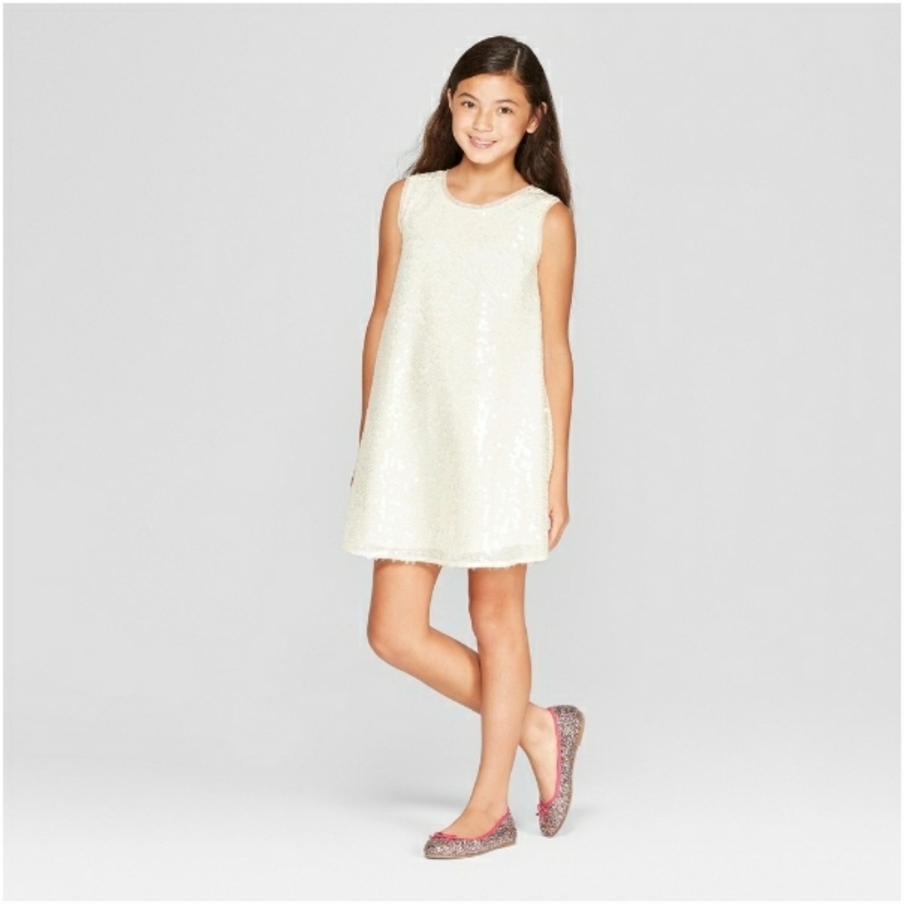 Girl's a-line sequenced dress